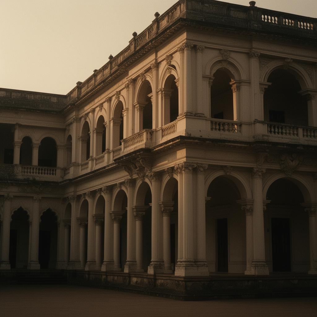 Heritage Indian colonial architecture at golden hour